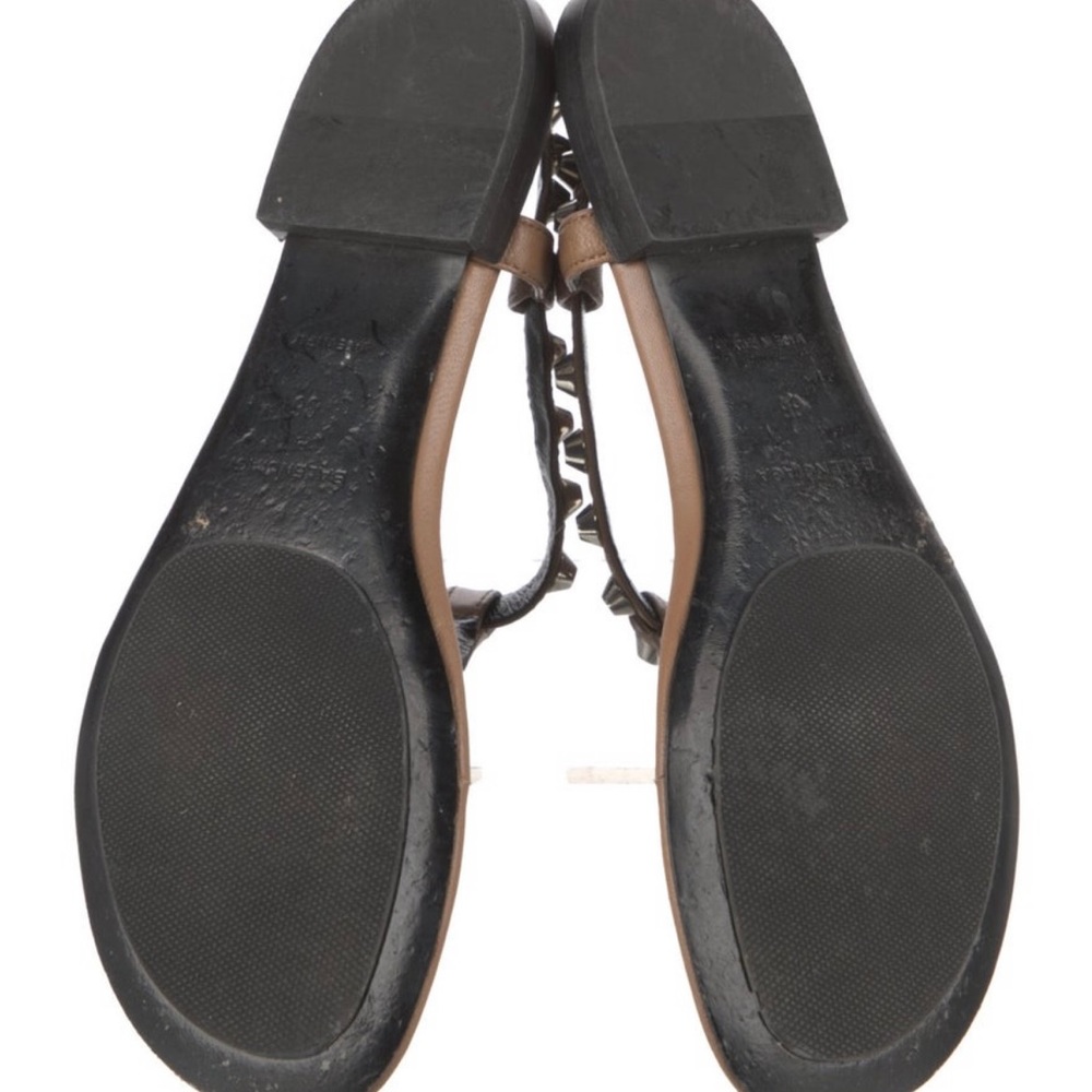 Balenciaga leather studded accents T strap sandals. - Picture 2 of 3